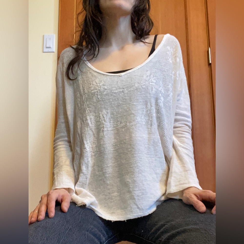 Free People Oversized Linen Knit Top - Picture 3 of 14